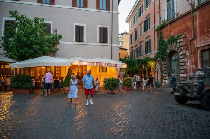 people walking on a street